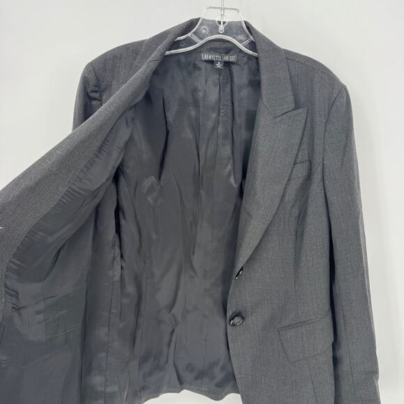 Lafayette 148 New York Charcoal Black Wool Blend Two Button Blazer Size 10 - Picture 7 of 7